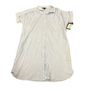 Well Worn Linen Blend Casual Dress Women's Blue Pockets Size **LARGE**